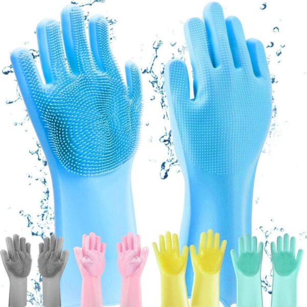 Magic Silicone Dish washing Gloves – Reusable Rubber Cleaning Gloves with Built-In Scrubber for Kitchen & Household Use (Random color).png