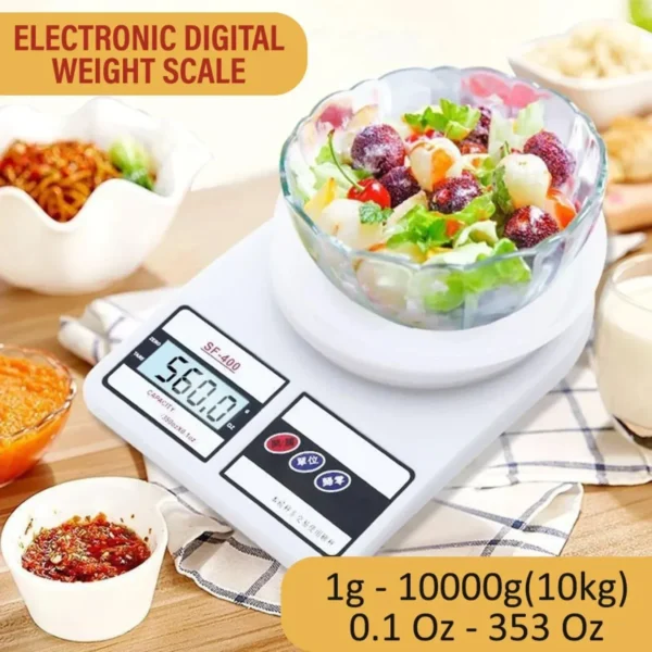 The Digital Kitchen Weight Scale (Without LED) is a reliable tool for precise cooking and baking measurements. With a capacity of up to 10 kg (10,000 g), it’s suitable for weighing a wide range of ingredients. Offering dual measurement modes in grams (g) and ounces (oz), it ensures versatility for different recipes. Compact and easy to use, this scale provides accuracy and convenience in the kitchen without unnecessary features. Key Points Digital Kitchen Weight Scale – Without LEDCapacity up to 10 kg (10,000 g)Displays measurements in grams (g) or ounces (oz)Accurate and reliable for cooking & bakingCompact design – easy to store and useIdeal for everyday kitchen needs.png