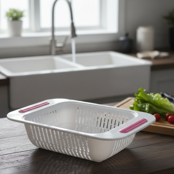 The Sink Colander Strainer Basket is a versatile kitchen essential designed for efficient washing and draining of vegetables, fruits, and pasta. With holes up to 5mm in diameter, it effectively strains water while preventing loss of carefully prepared food (not suitable for rice, quinoa, or other small grains). Its adjustable design fits various sink sizes, accommodating larger quantities with ease. This basket also doubles as a drying rack for dishes, helping save counter space by utilizing the sink area. Built with durable and sturdy construction, it ensures long‑lasting use in everyday kitchen tasks. Key Points Sink colander strainer basket – multi‑purpose kitchen tool Efficient washing & draining for vegetables, fruits & pasta Holes up to 5mm – not suitable for rice/quinoa Fits various sink sizes & holds larger quantities Versatile use – strainer, pasta basket & drying rack Helps save counter space by using sink area Durable, sturdy construction for long‑lasting use Fine mesh design for effective water drainage.png